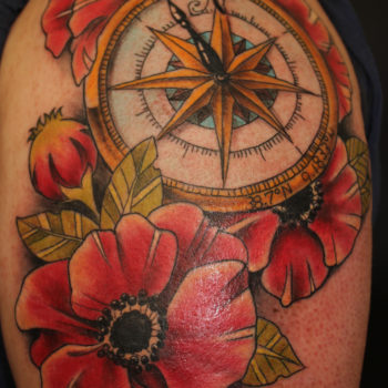 Compass Poppy Tattoo by George Brown